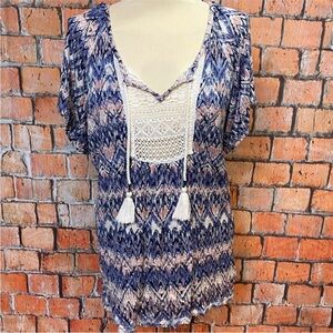 Maurices‎ Pastel Chevron Patterned Peasant Top